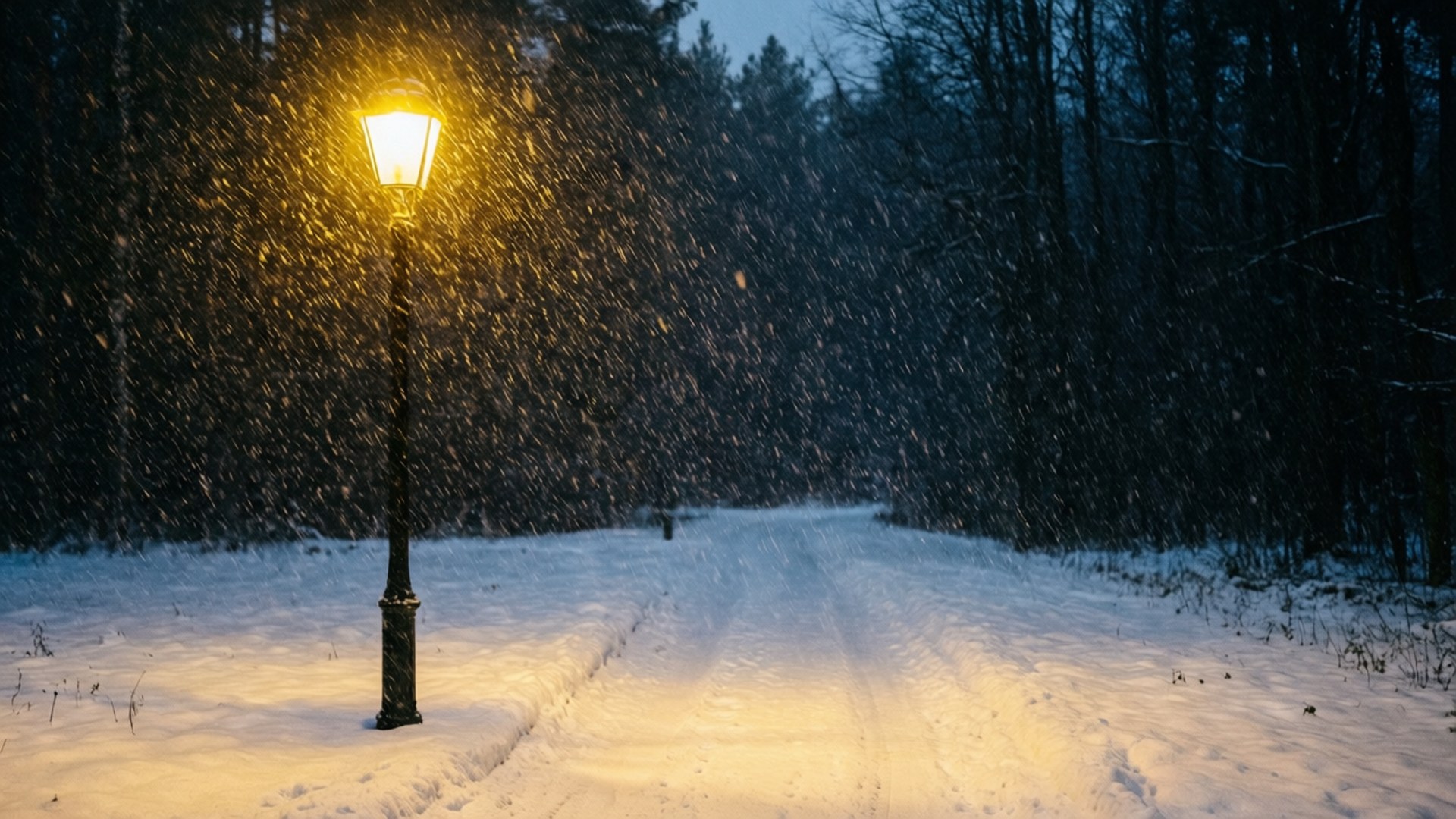 Snowy Path Lamp by Wallpapers.art Studio