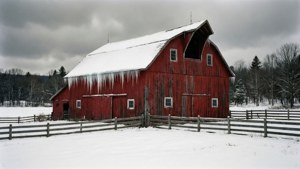 Snowy Red Barn