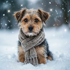 Snowy Scarf Dog