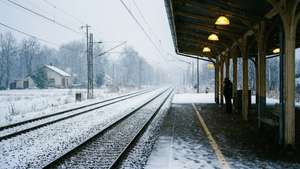 Snowy Station Night