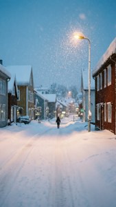 Snowy Street Evening