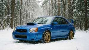 Snowy Subaru STI