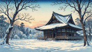 Snowy Temple Dusk