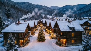 Snowy Village Dusk