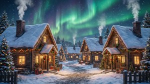 Snowy Village Green Christmas