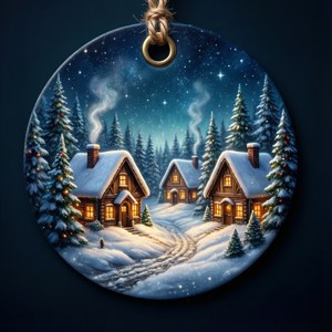 Snowy Village Tag