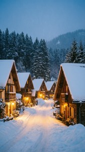 Snowy Village Twilight