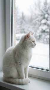 Snowy Window Gaze