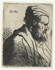 Snub-nosed man in cap: bust