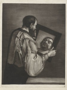 Socrates bekijkt zichzelf in een spiegel