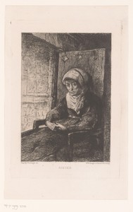 Soetkin, moeder van Tijl Uilenspiegel, zit bij de haard