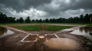 Softball Field in Rain