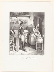 Soldaat helpt een kokkin met de afwas