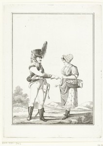 Soldaat met koekenverkoopster