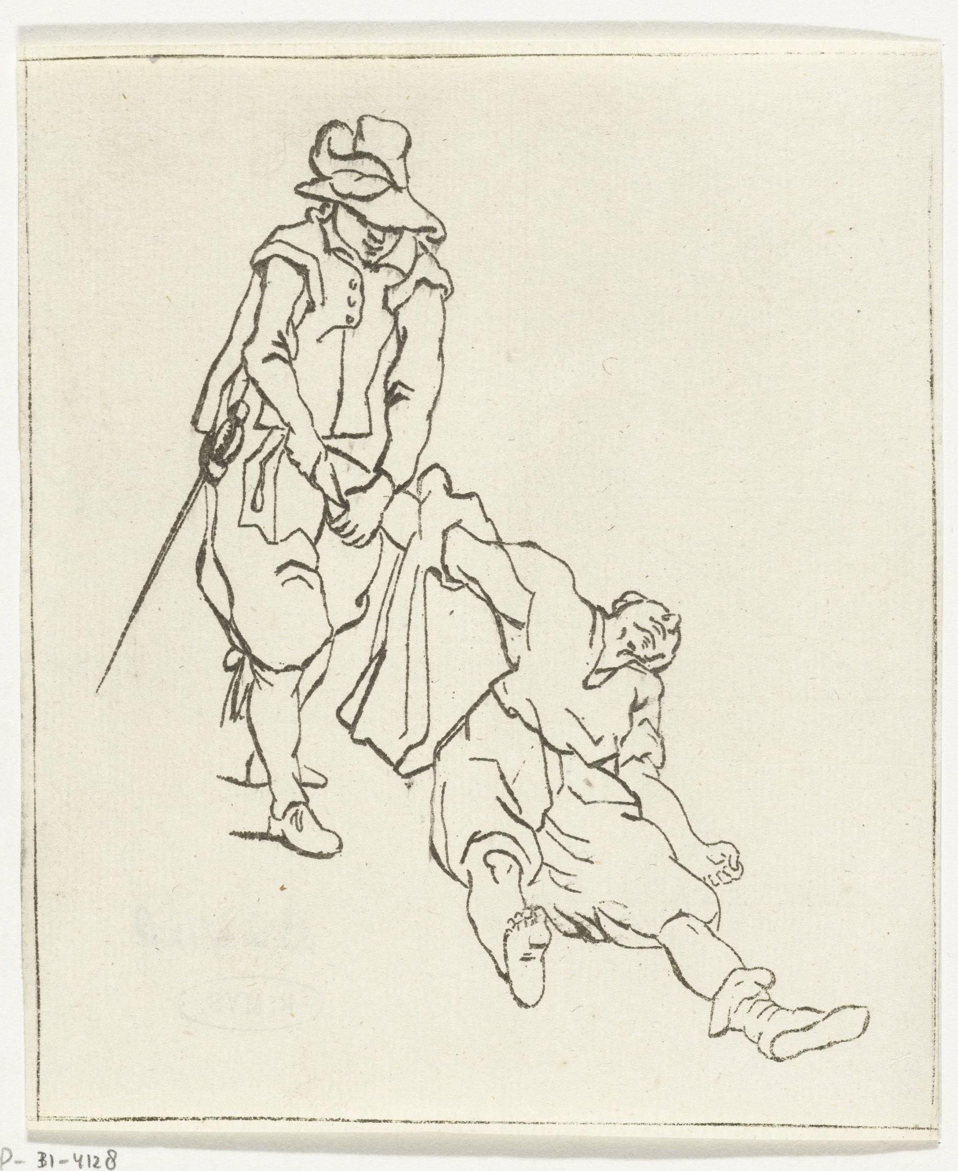 Soldaat rooft kleed van gesneuvelde by Anthonie van den Bos