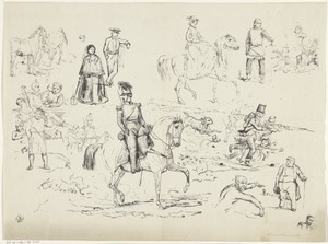 Soldaat te paard en andere figuurstudies