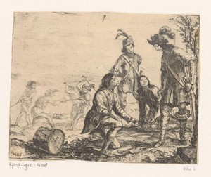 Soldaten aan het dobbelen