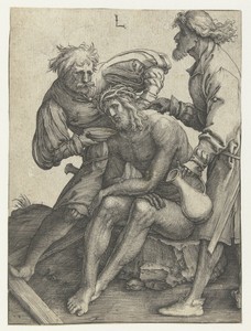 Soldaten geven Christus te drinken