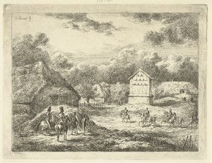 Soldaten in een boerendorp