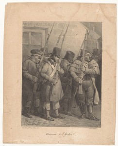 Soldaten van de Nationale Garde in slagorde