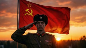 Soldier Saluting Flag