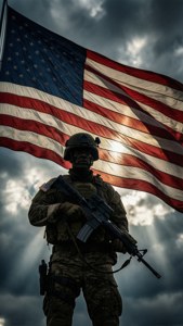 Soldier Under Flag