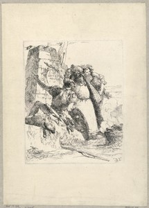 Soldiers, Magus, and Other Figures Observing a Skull and a Tibia on an Altar, plate 7 from the Scherzi di Fantasia