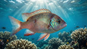 Solitary Chromis in Sunlit Ocean
