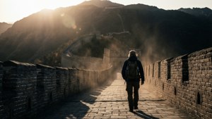 Solitary Walker on Wall