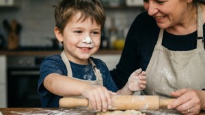 Son Baking Cookies With Mom