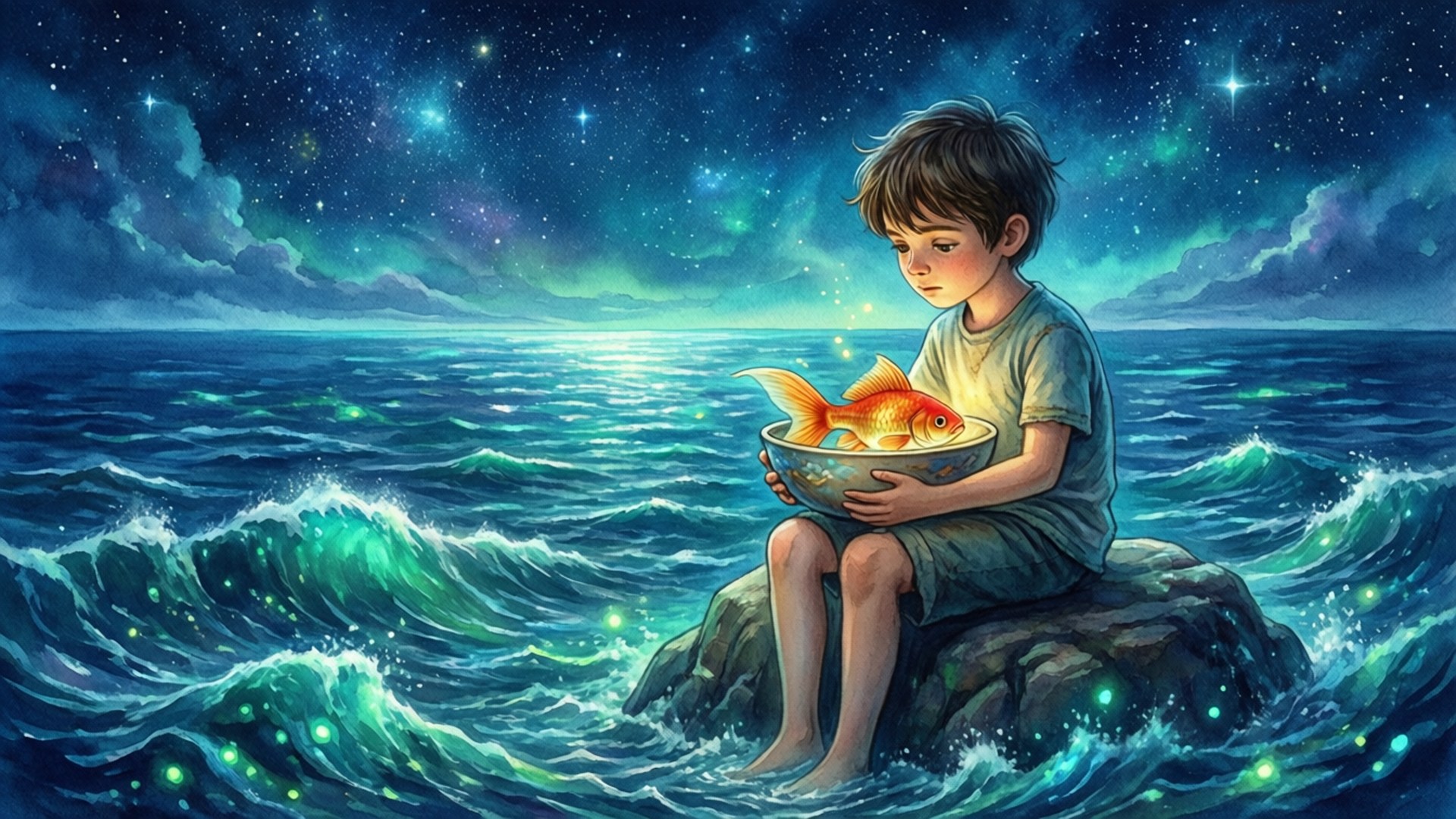 Song of the Sea Starry Night by Wallpapers.art Studio