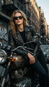 Sophie Turner Edgy Biker