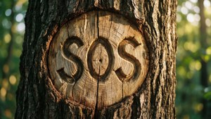SOS Carved in Tree