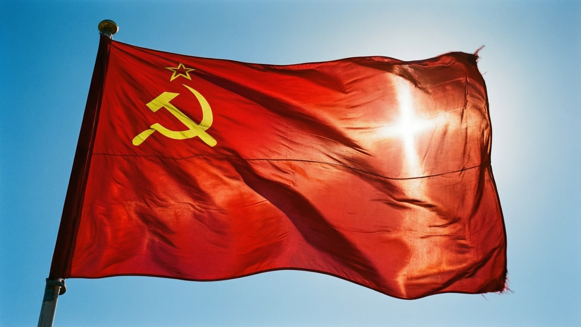 Soviet Flag Under Blue Sky by Wallpapers.art Studio