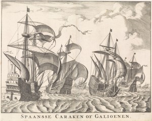 Spaanse galjoenen op zee