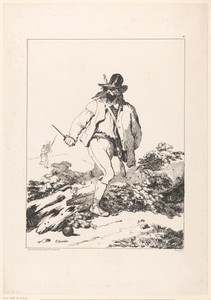 Spaanse guerrillastrijder met dolk in een landschap