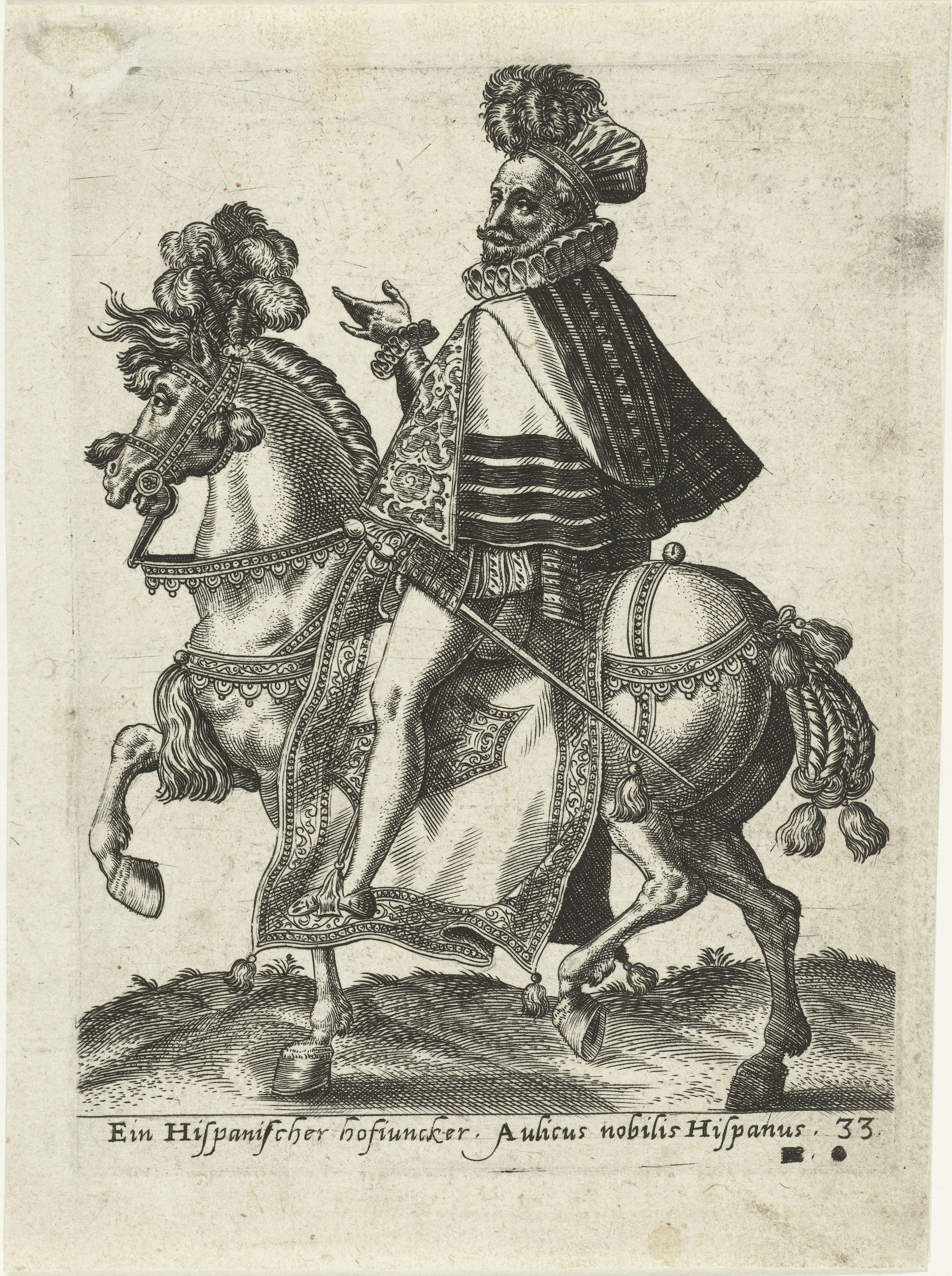 Spaanse heer te paard by Abraham de Bruyn