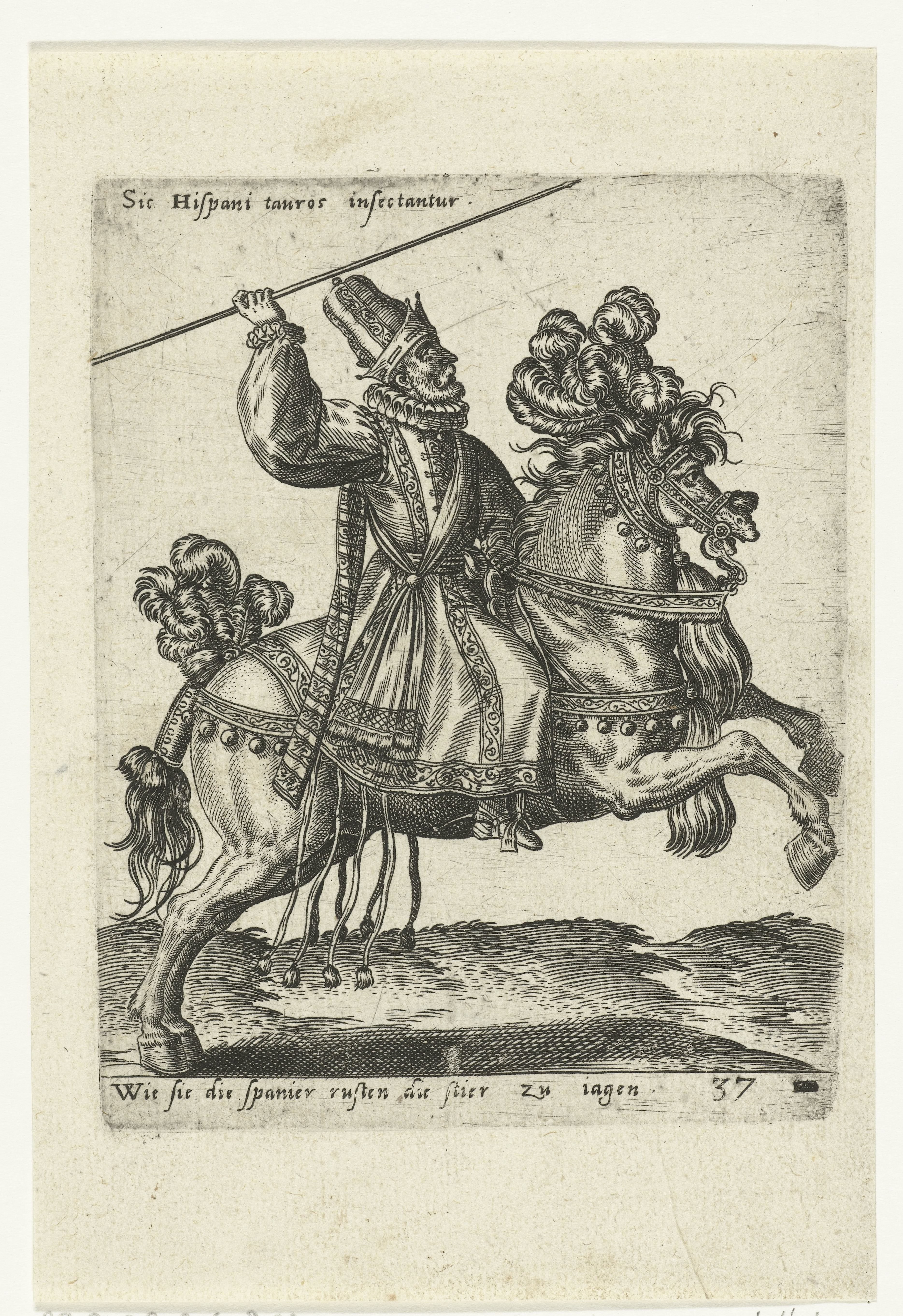 Spaanse picador te paard by Abraham de Bruyn