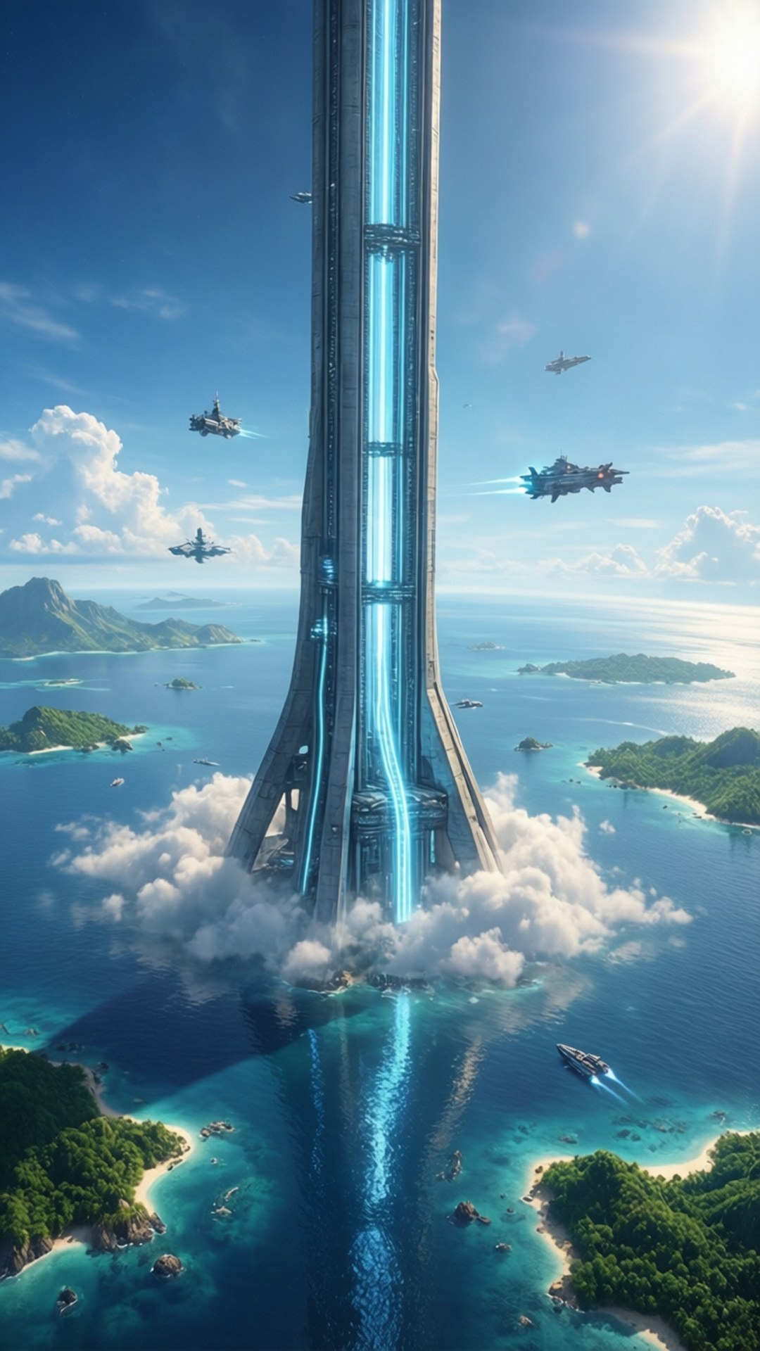 Space Elevator Utopia by Wallpapers.art Studio