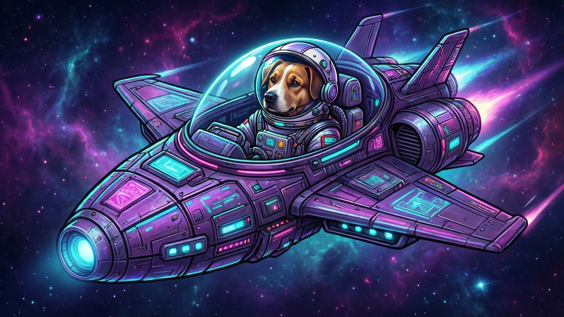 Space Pup Nebula by Wallpapers.art Studio