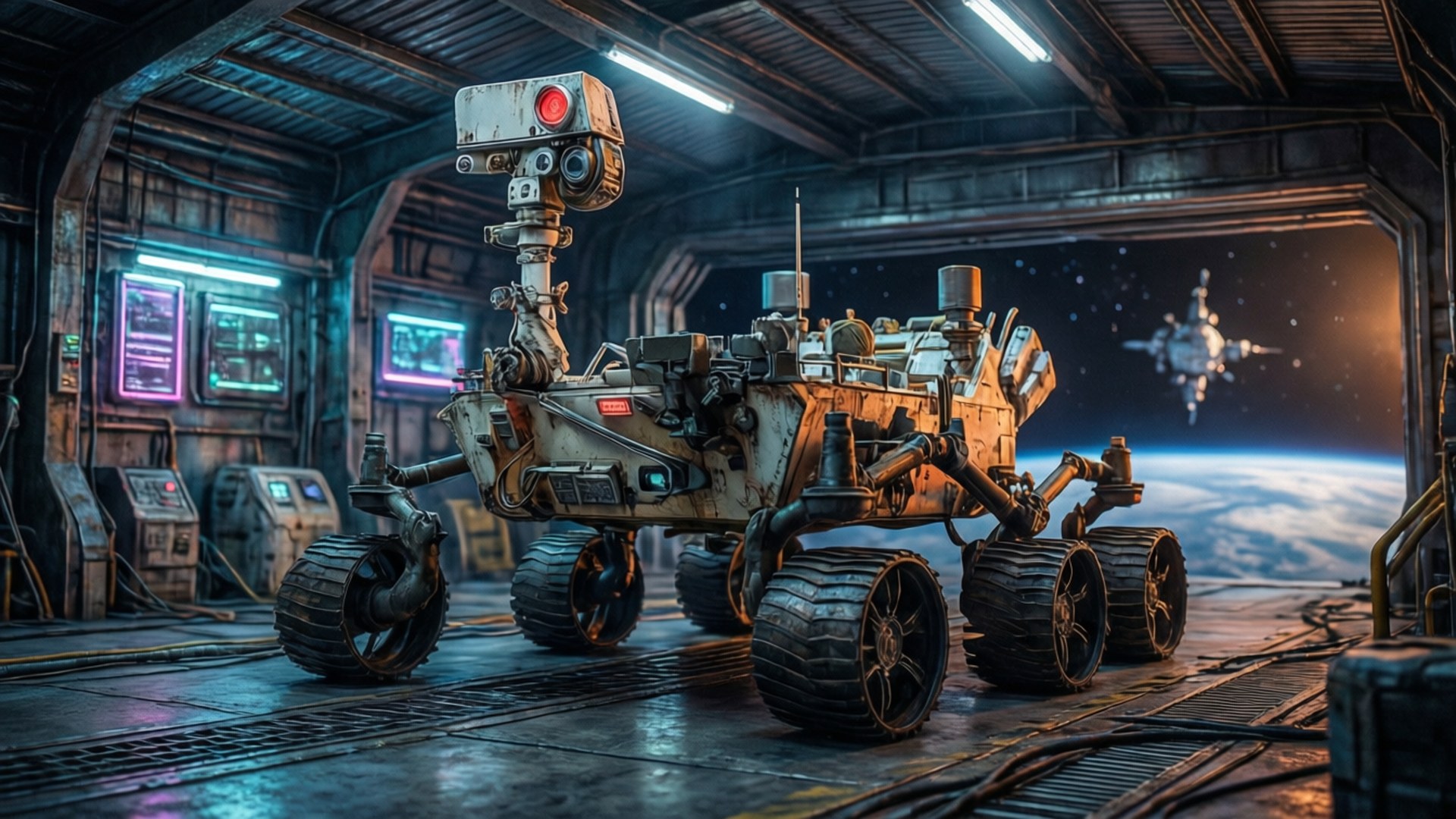 Space Station Hangar Rover by Wallpapers.art Studio