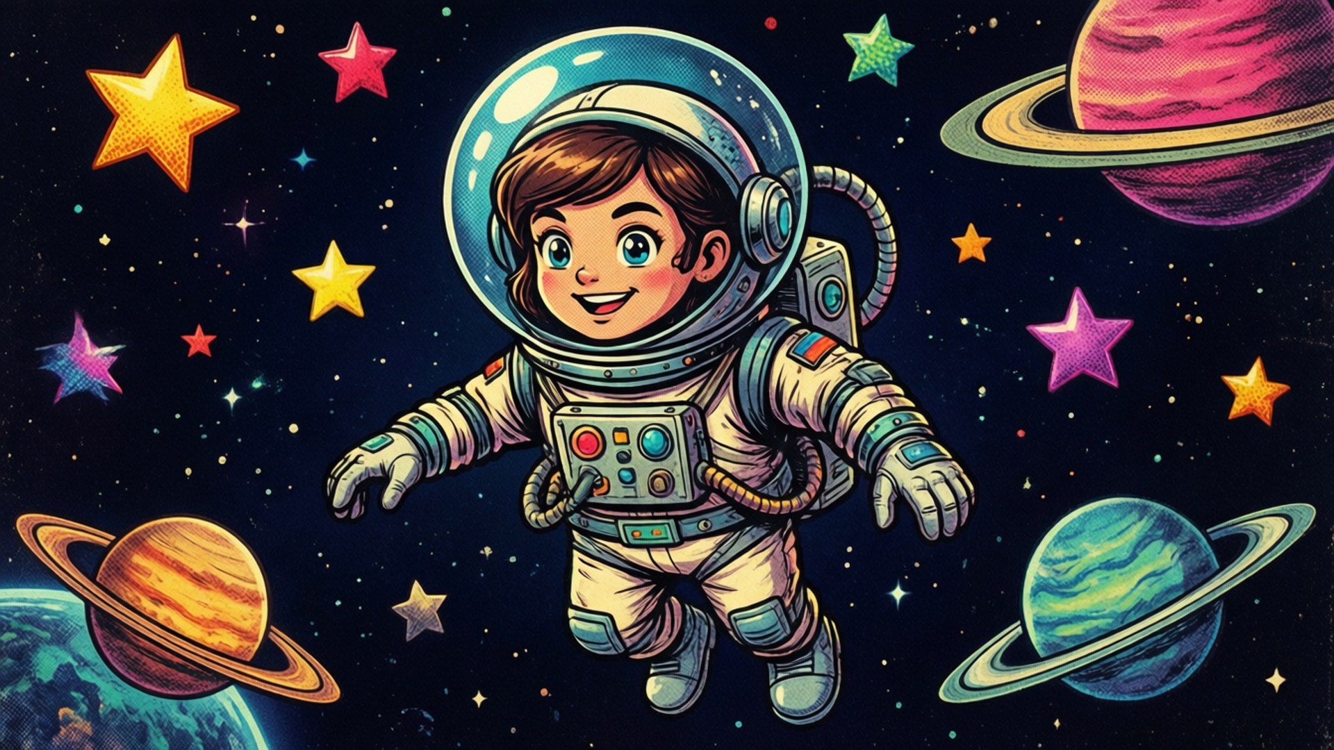Space Toon Explorer by Wallpapers.art Studio