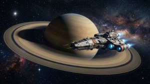 Spaceship Over Planet