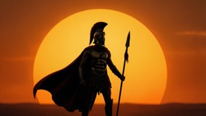 Spartan at Sunset Silhouette