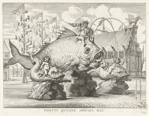 Spektakel met Triton op een reuzenvis; intocht van Ferdinand te Gent in 1635