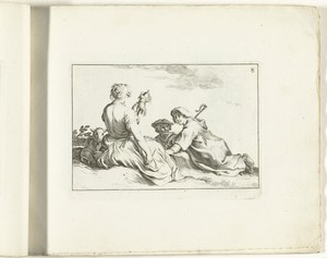 Spinster met twee herdersjongen