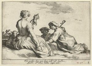 Spinster met twee herdersjongens