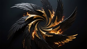 Spiral Black Wings Art