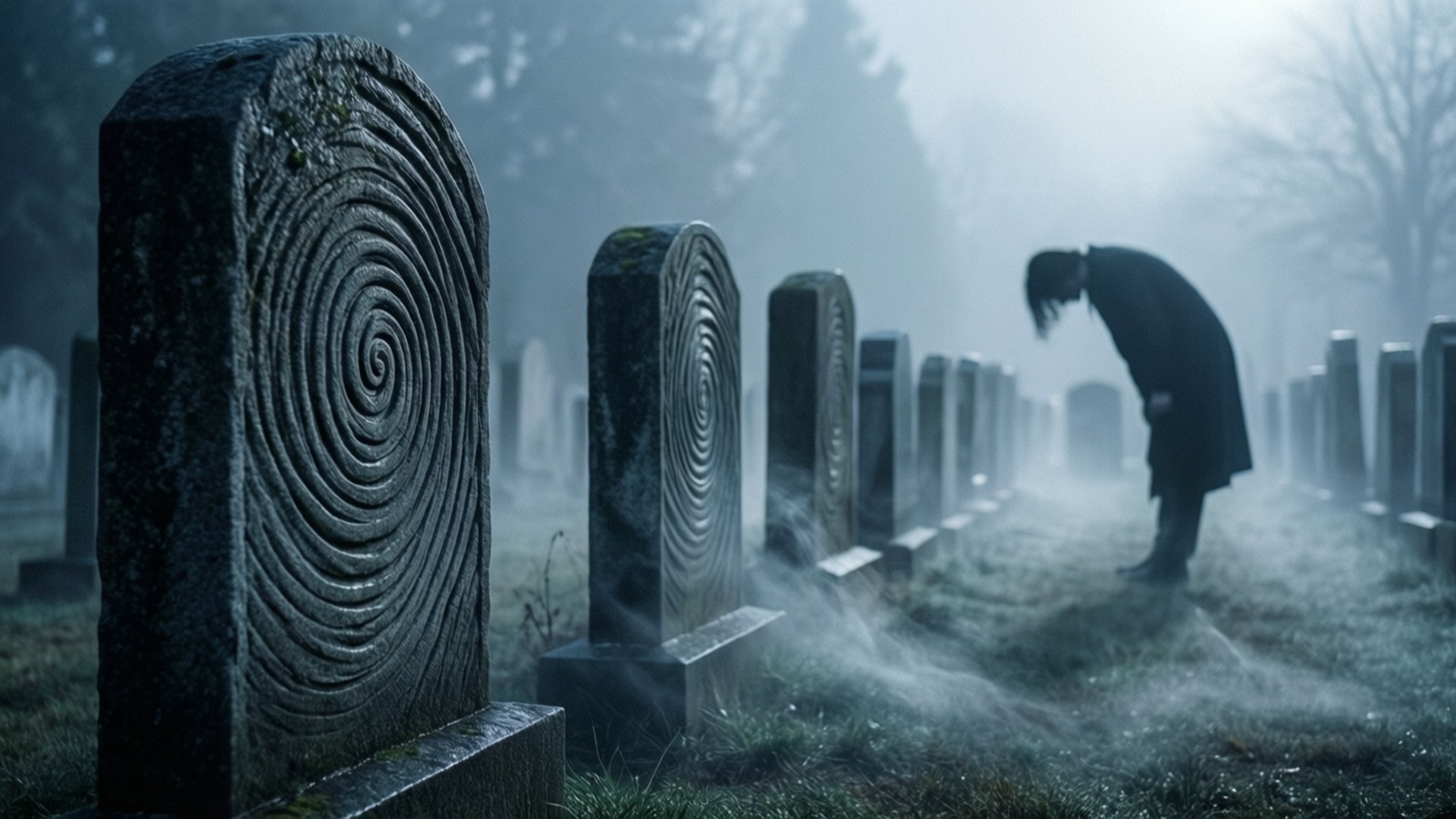 Spiral Tombstones Fog by Wallpapers.art Studio