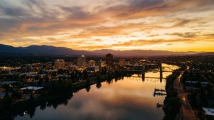 Spokane Sunset Over River